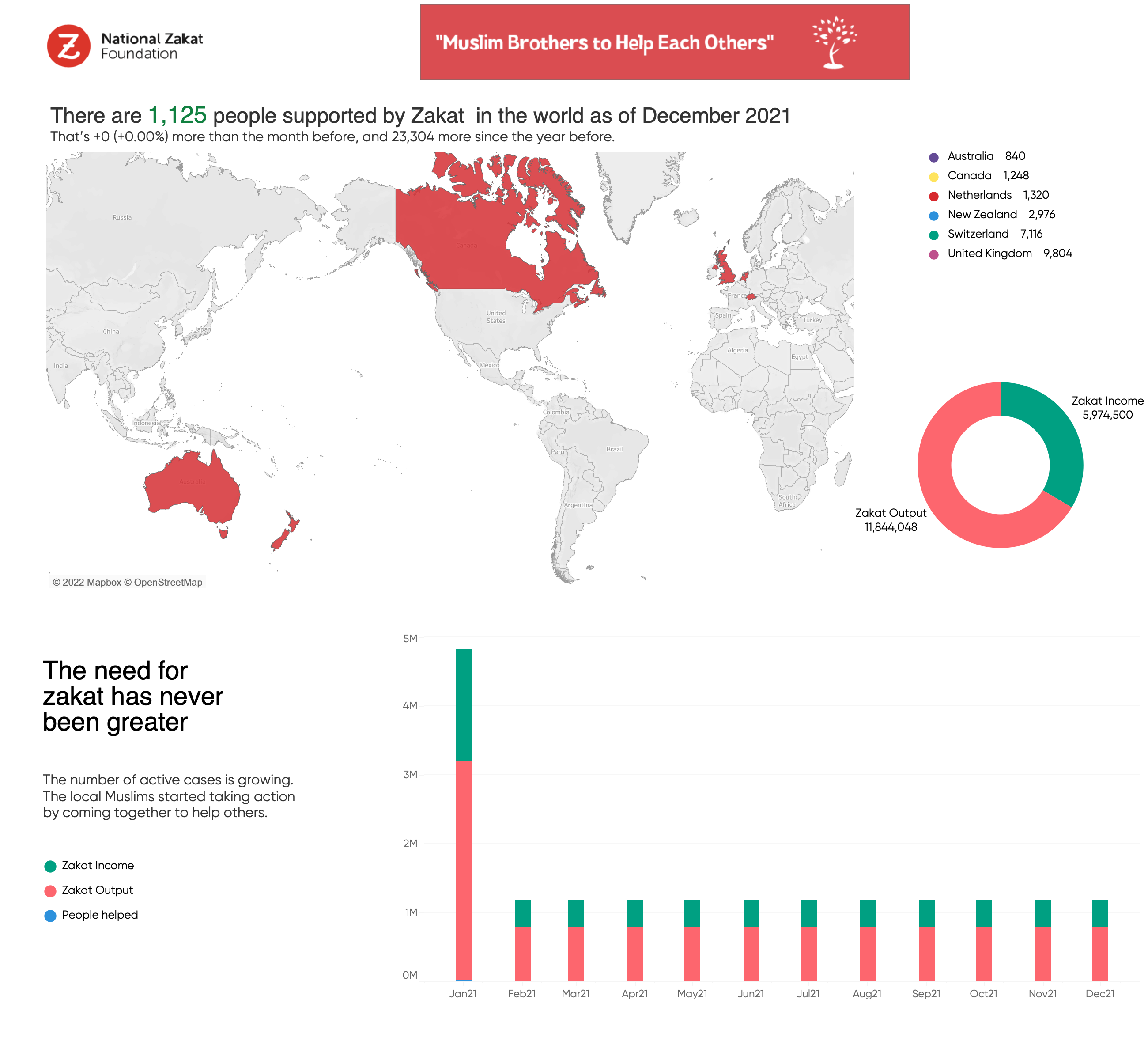 Zakat Foundation Global Impact Dashboard — data analytics case study by Alfa Analytics